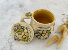 Load image into Gallery viewer, PRE-ORDER- Handmade Ceramic Bee Mug with Topper