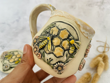 Load image into Gallery viewer, PRE-ORDER- Handmade Ceramic Bee Mug with Topper