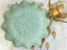 Load image into Gallery viewer, Handmade Ceramic Soft Aqua Lace Platter
