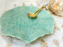Load image into Gallery viewer, Handmade Ceramic Turquoise Blue Lace Platter
