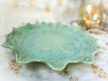 Load image into Gallery viewer, Handmade Ceramic Light Blue Peacock Platter
