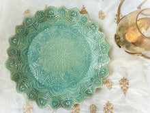 Load image into Gallery viewer, Handmade Ceramic Light Blue Peacock Platter
