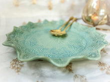 Load image into Gallery viewer, Handmade Ceramic Light Blue Peacock Platter
