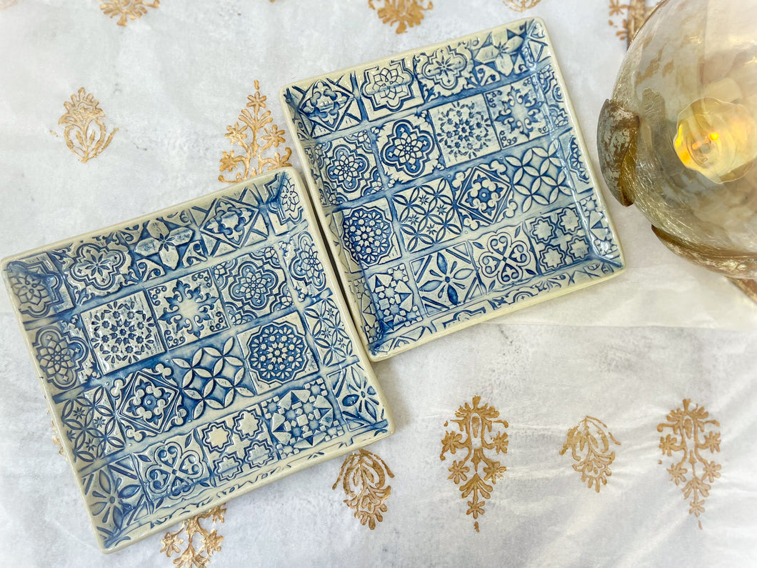 Handmade Ceramic Mediterranean Appetiser Plates- Set of 6