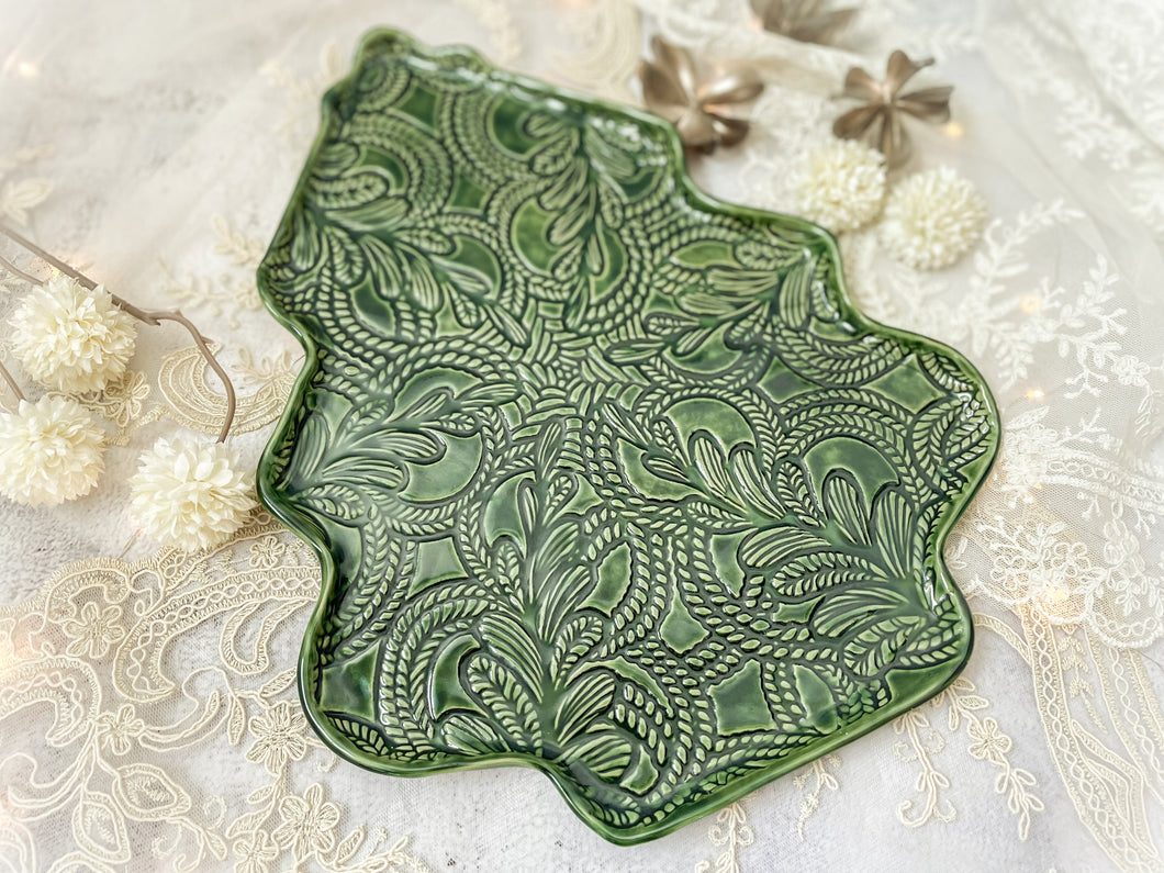 Handmade Ceramic Christmas Tree Serving Platter