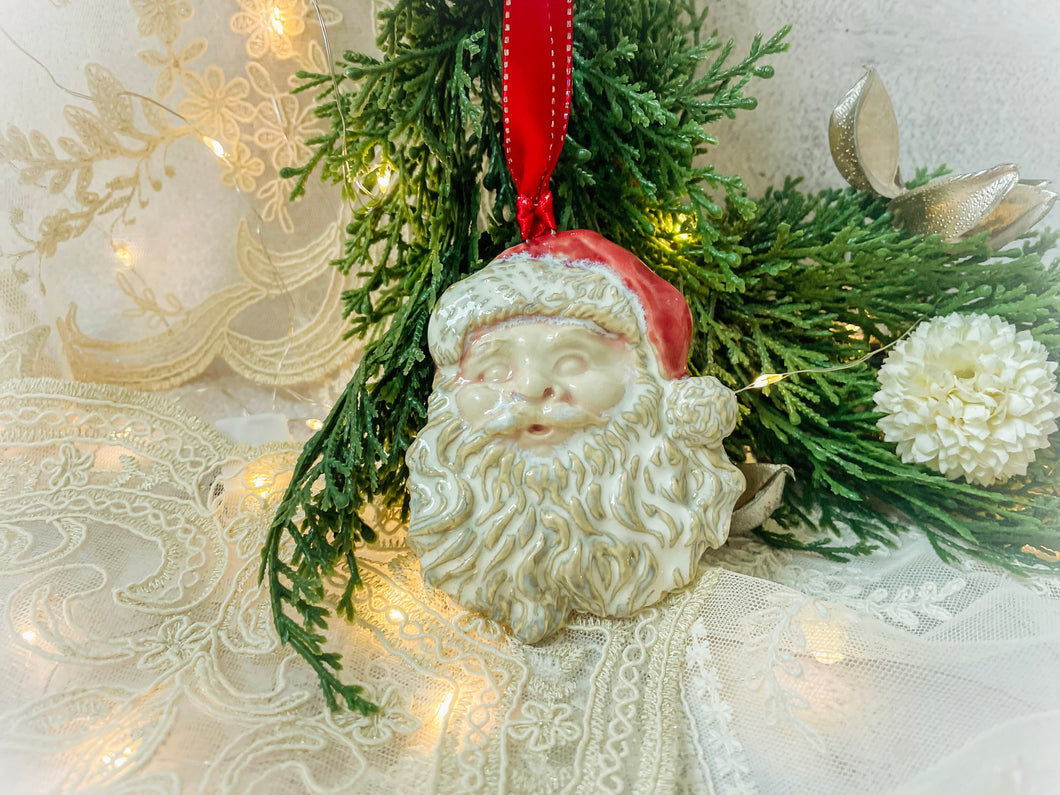 Handmade Ceramic Santa Ornament