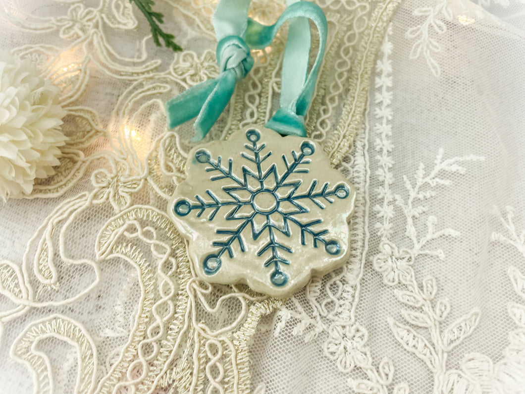 Handmade Ceramic Snowflake Ornament