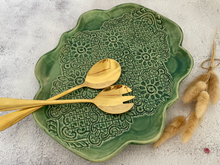 Load image into Gallery viewer, Handmade Ceramic Green Lace Platter
