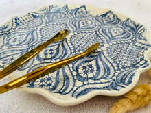 Load image into Gallery viewer, Handmade Ceramic Blue Doily Round Platter
