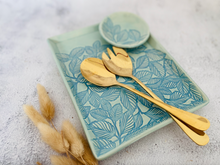 Load image into Gallery viewer, Handmade Ceramic Blue Leaf Platter
