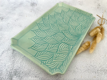 Load image into Gallery viewer, Handmade Ceramic Turquoise Green Sunburst Platter
