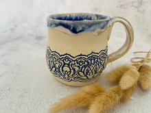 Load image into Gallery viewer, Handmade Ceramic Blue Lace Mug
