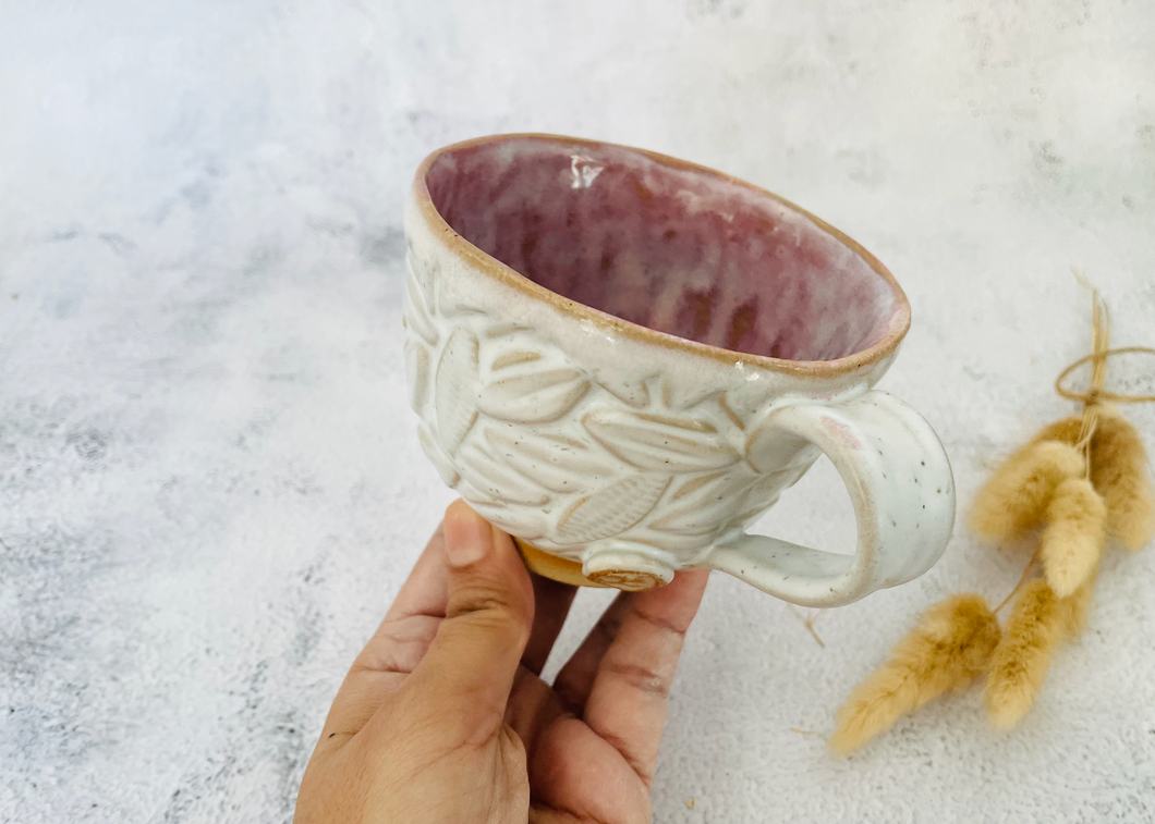 Handmade Ceramic Wide Rim Mug- White