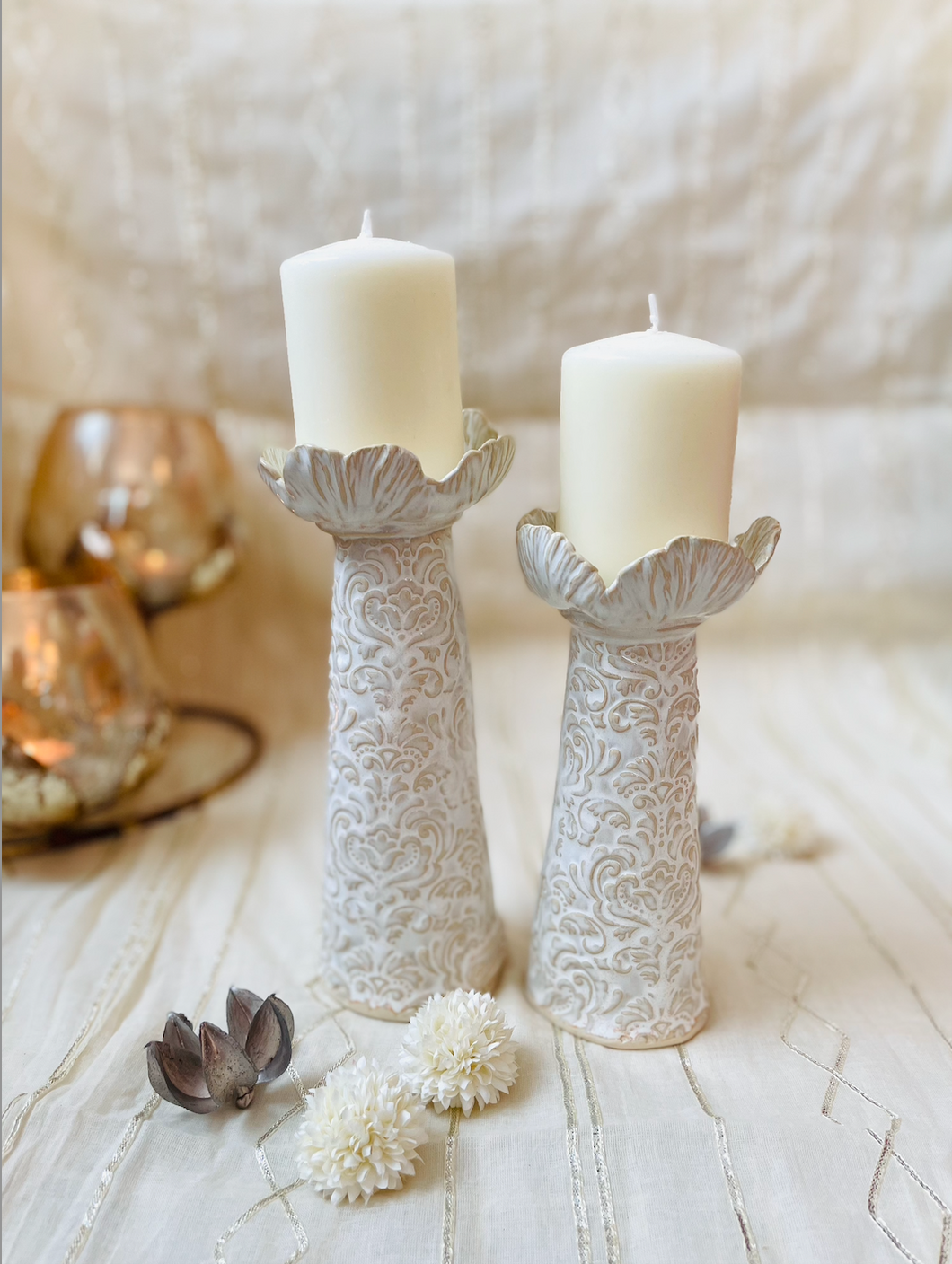 Handmade Ceramic Candlestands- Pairs