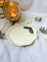 Load image into Gallery viewer, Handmade Ceramic Holly Leaf Plate
