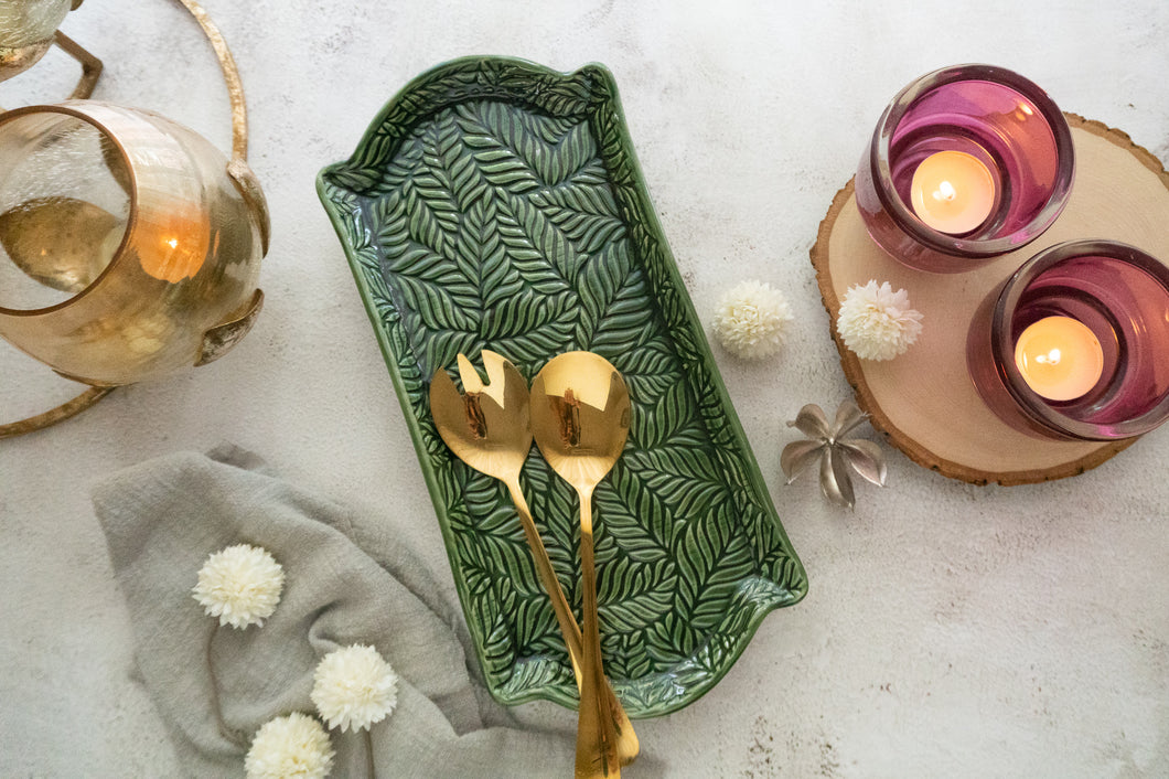 Handmade Ceramic Textured Platter- Long