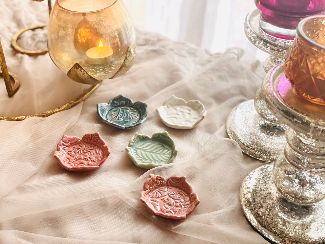 Handmade Ceramic Flower Trinkets- Set of 5